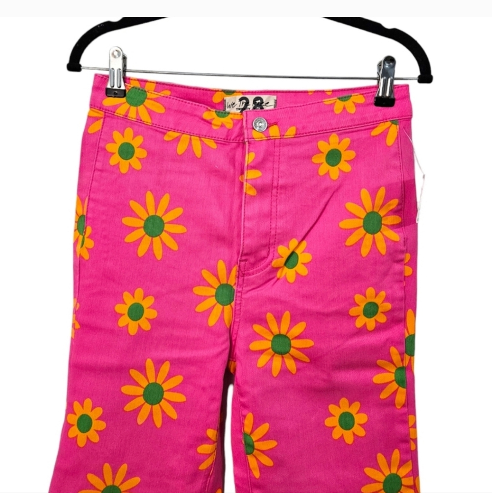 Free People YouthQuake Retro 70s Printed Crop Jeans in Lipstick Combo Size 25 - Picture 4 of 10